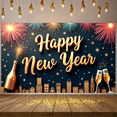 thumbnail image 3 of Decorative Design New Year Banner Colorful Theme Celebration Banner Balloon Decoration Fireworks Party Banner for New Year Party Festival Gathering Event, 3 of 5