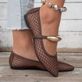thumbnail image 4 of Dakaela Mesh Ballet Flats for Women Pointy Toe Mary Jane Ballerina Flats Shoes Women's Fishnet Flat Sandals for Dressy Summer Brown,7.5, 4 of 8