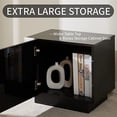 thumbnail image 2 of VanAcc 2 Piece Entertainment Center Side Table Set with Storage, Modern High Gloss End Tables, Black, 2 of 7
