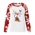 thumbnail image 4 of Bcresic Cute Elk Sweatshirts for Christmas Women Colorblock Snowflake Graphic Raglan Shirts Long Sleeve Crewneck Tunic Fleece Pullover Tops Casual Loose Xmas Holiday Gifts Sweaters,#01_White,Medium, 4 of 4