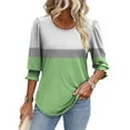 thumbnail image 4 of fatyb Womens Casual Tops Puff 3/4 Sleeve Crewneck Loose Blouses Printed Trendy Summer Shirts for Women, 4 of 7