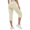 thumbnail image 2 of MHOSTAFH Women's Multi Pockets Cargo Capris Summer Lightweight Loose Straight Leg Capri Casual Outdoor Hiking Work Cropped Pants, 2 of 6