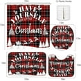 thumbnail image 2 of 4 Piece Shower Curtain Sets, Christmas Plaid Red Puzzles Retro with Non-Slip Rugs, Toilet Lid Cover and Bath Mat, for Bathroom Decor Set, 72" x 72", 2 of 11