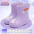 thumbnail image 1 of Botas de lluvia para niños con forro polar antideslizante para niños y niñas, bonitos zapatos impermeables sin cordones con dibujos animados para todas las estaciones, 1 of 5