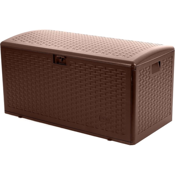 NIAIZEK Outdoor Waterproof 73 Gallon Resin Deck Box, Brown