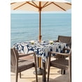 thumbnail image 2 of Beige Flower Pattern Outdoor Tablecloth - 60x60 Inch Square Dining Table Cover, Retro Country Tie-dye Floral Abstract Blue Waterproof Outdoor Table Cloth with Umbrella Hole & Zipper for Picnic/Patio, 2 of 7