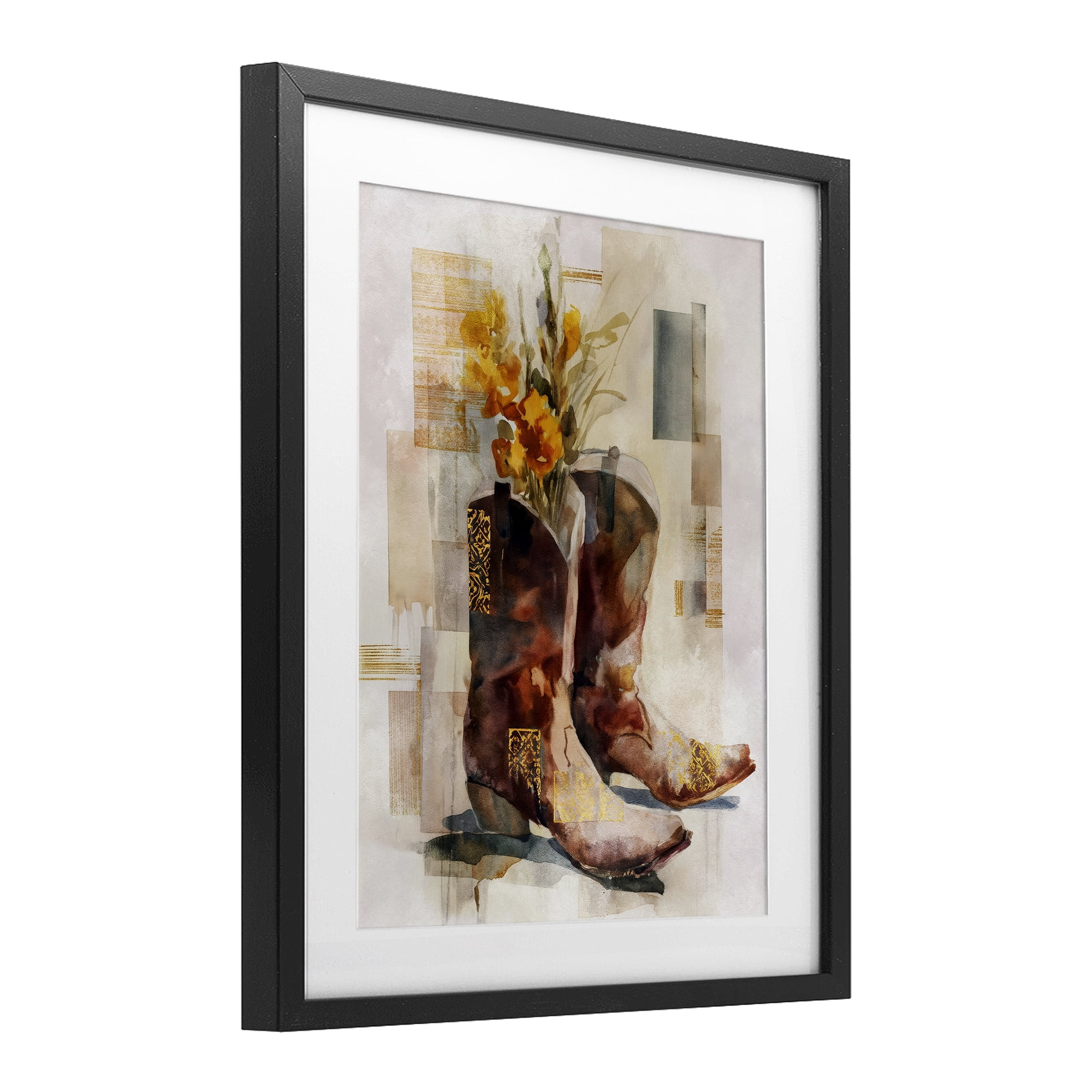 Stupell Industries Western Roots & Blooms Black Framed Print Under Glass, design by Svetlana Aleynikova