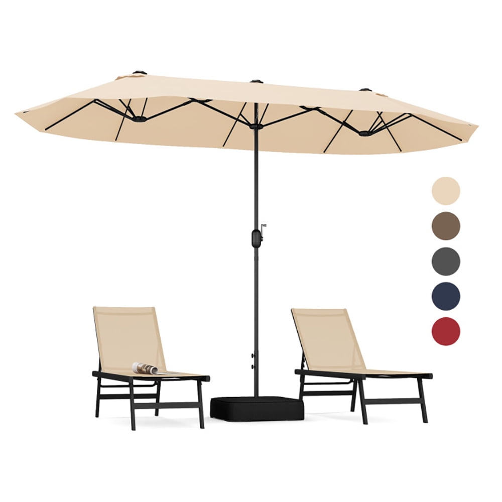 Aimee Lii 13 Feet Double-Sided Patio Twin Table Umbrella with Crank Handle, Outdoor Umbrellas for Patio, Beige