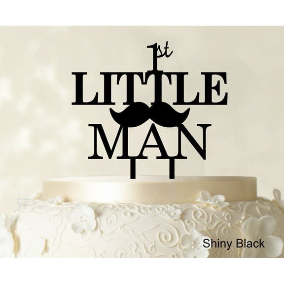 """1st Little Man""Birthday Cake Topper Elegant Moustache Cake Topper Cake Decoration"" Color Option Available 6""-7"" Inches Wide"