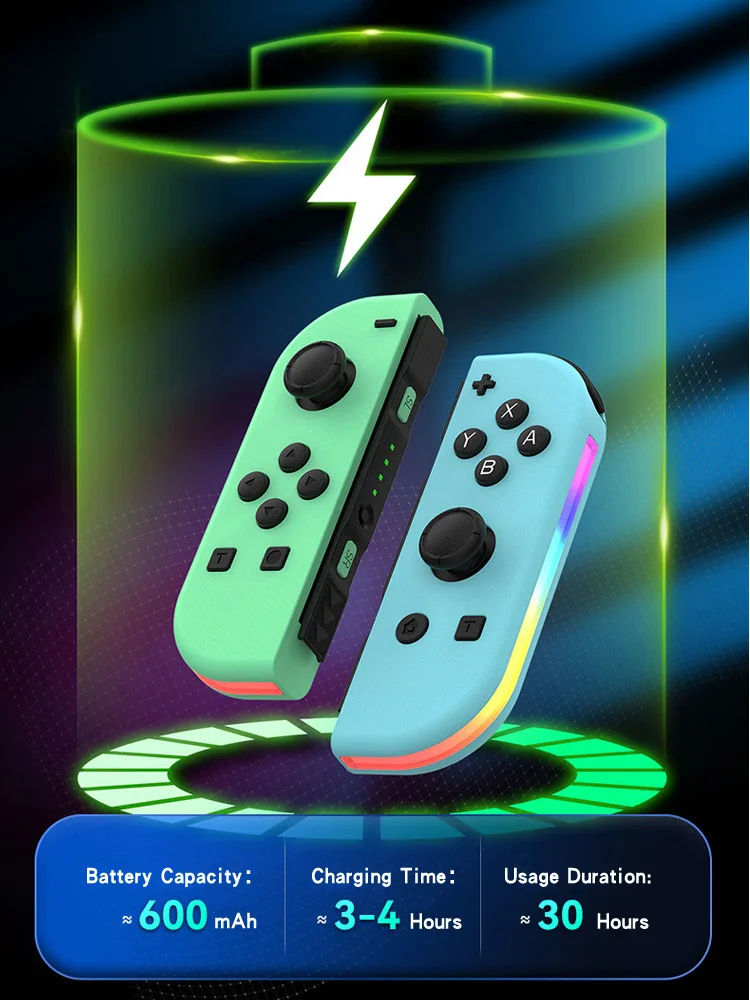 BT 5.2 RGB LED Switch L/R JoyCon Gamepad for Nintendo Switch