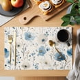 thumbnail image 2 of Spring Floral Placemats Set of 1, off White Lake Blue Flower Leaves Vintage Non-Slip Place Mats Washable Table Mats for Kitchen Dining Table Decorations Indoor/Outdoor, 2 of 9