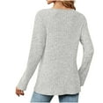 thumbnail image 4 of ATOYSOY Women's Solid Color Pullover Side Split Spring Workout Casual Blouse Dressy Tunic Round Neck Button Sweatshirts Long Sleeve Shirts Winter Loose Tops Gray XXL, 4 of 5