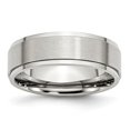 thumbnail image 1 of 7 mm Stainless Steel Ridged Edge Brushed & Polished Band - Size 10.5, 1 of 1