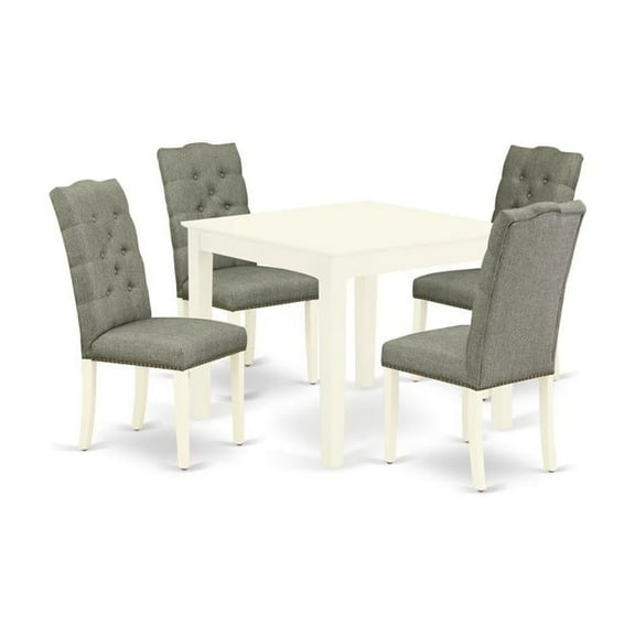 East West Furniture Dining Room Set Linen White, OXEL5-LWH-07