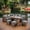 Brown with Gray Cushions, variant on Hearth & Harbor 7 Piece Outdoor Furniture Set, Wicker Outdoor Sectional Dining Set with 10 Seats and Patio Table, Brown with Gray Cushions