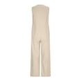 thumbnail image 6 of QATAINLAV Summer Rompers for Women Sleeveless Adjustable Strap Onesies Shorts Cotton Casual Wide Jumpsuits with Pockets Khaki S, 6 of 7