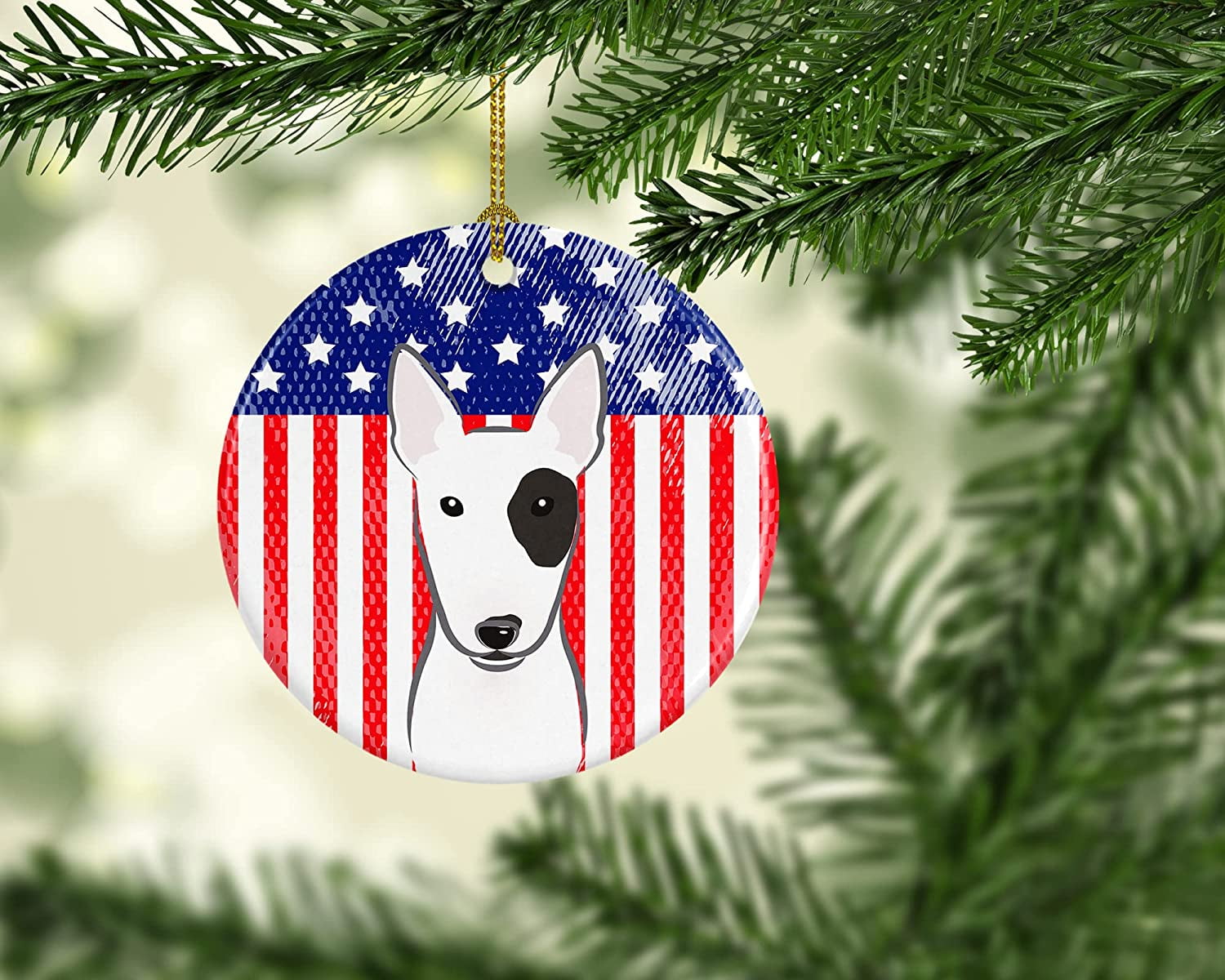Carolines Treasures BB2139CO1 Flag & Bull Terrier Ceramic Ornament