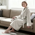 thumbnail image 5 of Enwphrey Beige Women Robe Soft Cozy Warm Bathrobe Ladies Long Fleece Plush Comfy Spa Housecoat Lightweight Robe for Women (2XL-3XL, Light Beige), 5 of 9
