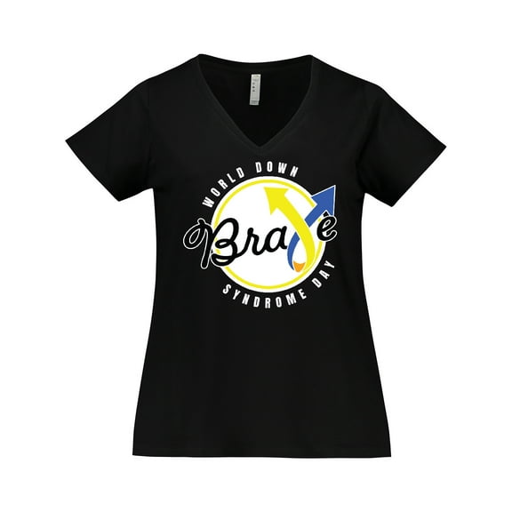 Inktastic World Down Syndrome Day Brave Women's Plus Size V-Neck T-Shirt