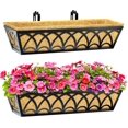 thumbnail image 1 of 24 Inch Railing Planter Box Window Boxes Planters - 2 Pack Deck Railing Planter Boxes with Adjustable Brackets Coco Liners Balcony Planters Railing Hanging for Window Flower Boxes Outdoor Garden, 1 of 12