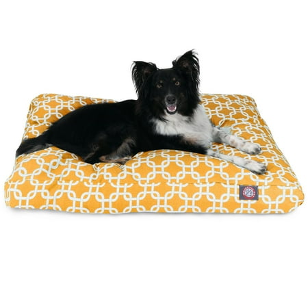 Majestic Pet | Links Shredded Memory Foam Rectangle Pet Bed For Dogs, Removable Cover, Yellow, Medium