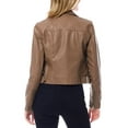 thumbnail image 4 of MixMatchy Women's Faux Leather Long Sleeve Zipper Closure Moto Biker Short Coat Jacket, 4 of 7