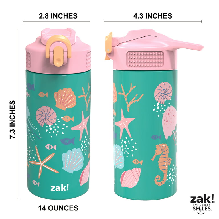 18oz 2pk Plastic Shells and Rainbows Valiant Water Bottles - Zak