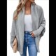 thumbnail image 1 of Suéter Tipo Cárdigan para Mujer, de Gran Tamaño, de Punto Grueso, Holgado, Cruzado, con de Murciélago y Frente Abierto Gris XL, 1 of 10