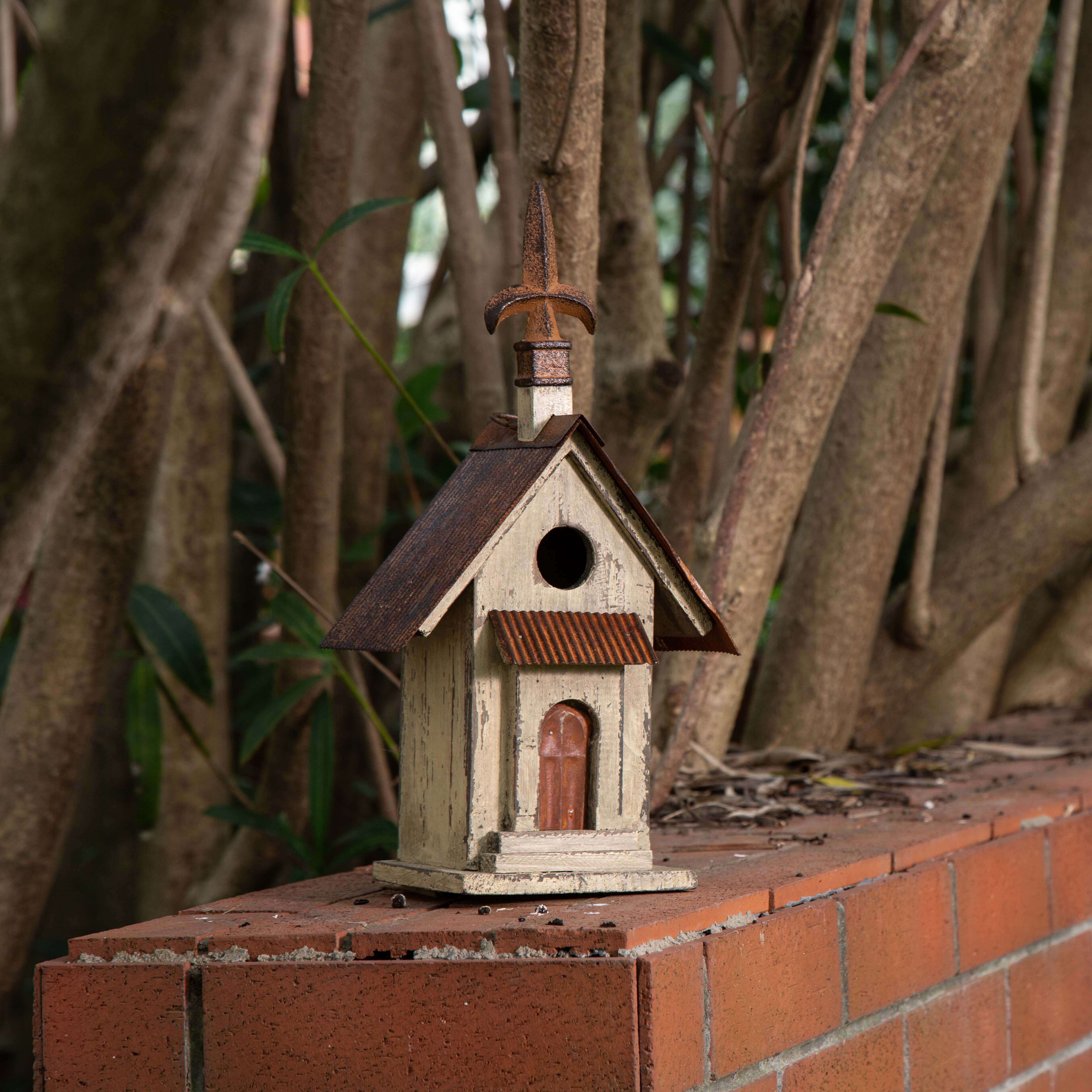 Glitzhome Rustic Wood Garden Church Model Birdhouse - image 2 of 9