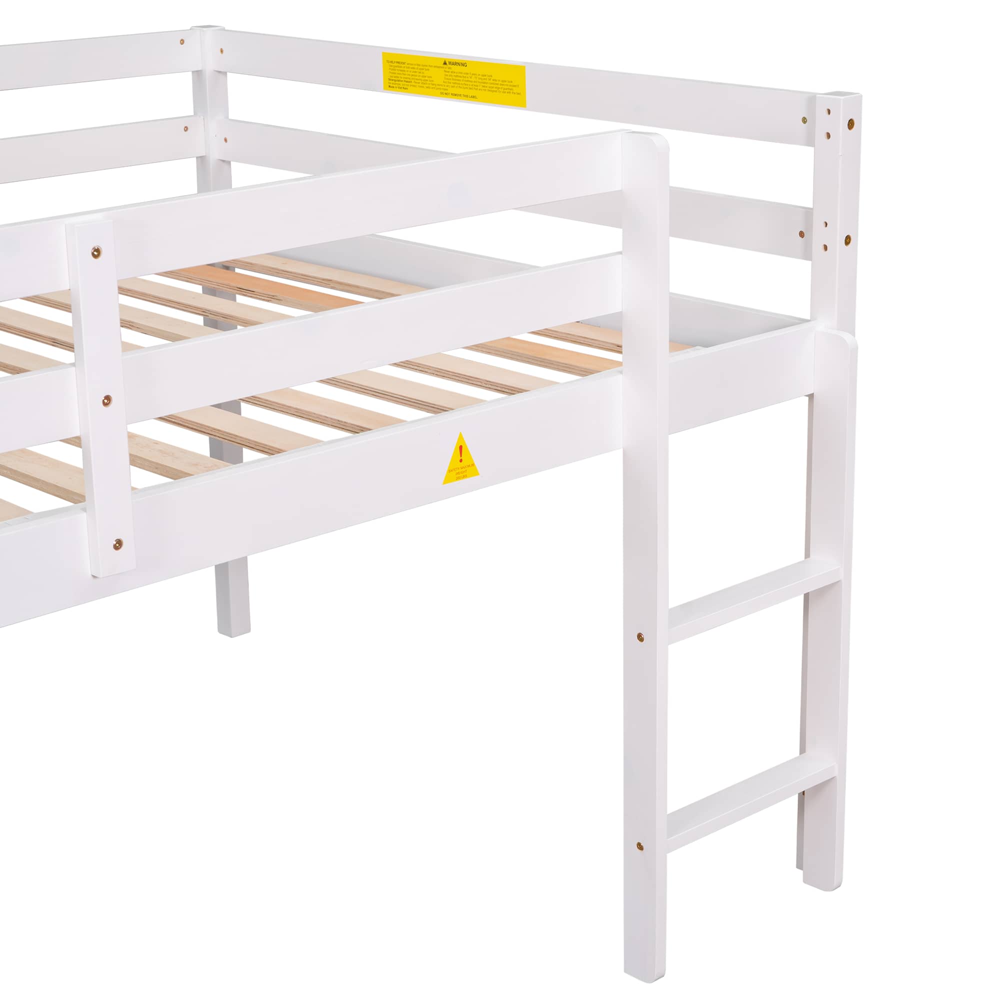 MAYEERTY Full Size Loft Bed with Ladder for Child, White