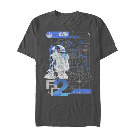 Men's Star Wars The Last Jedi R2-D2 Schematics Graphic Tee Charcoal Small