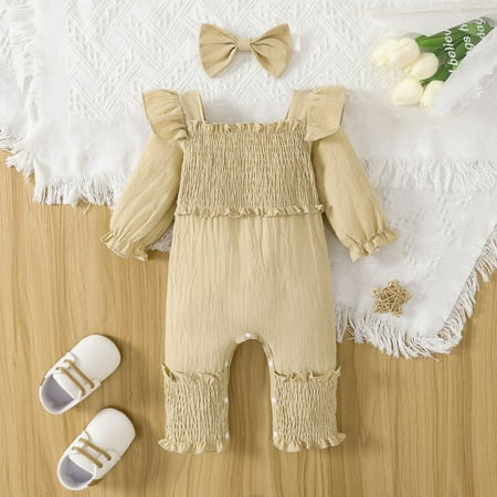 

Gubotare Baby Winter Romper Cute Baby Sweatshirt Romper Waffle Knit Baby Clothes Infant Girl Boy Fall Winter Outfits Beige 6-9 Months