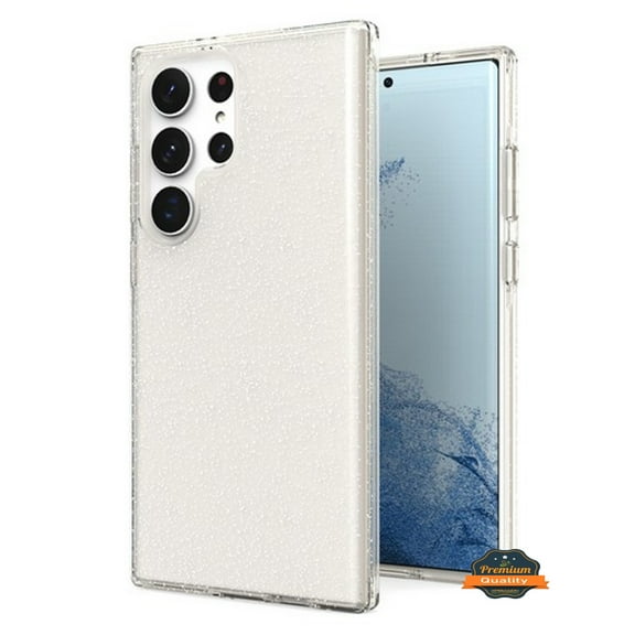 For Samsung Galaxy S23 Ultra Glitter Sparkle Bling Shiny Thin Slim Hybrid Shockproof Rubber Silicone TPU Gel Protective Phone Case Cover by Xpression - Clear