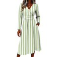 thumbnail image 3 of Floral Dress for Women V Neck Vintage Long Sleeve Work Casual Dress Long Loose Casual Floral Dresses, 3 of 5