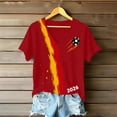 thumbnail image 4 of Women's Germany Football Graphic T-Shirt, Women's V-Neck T-Shirt German Soccer Letter Print Graphic Tee, Casual Fashion Top, Summer Short Sleeve Blouse for Soccer Tournament 2026 Red Size: 2XL, 4 of 4
