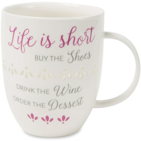 Pavilion - Life Is Short By The Shoes Drink The Wine Order The Dessert - Pierced patterned Large 24 oz Coffee Mug Tea