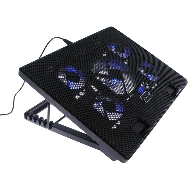 iMBAPrice - Quiet Portable 12" - 17" Laptop Cooler Cooling Pad - Ultra Slim 2xUSB Powered (5 Fans) with Adjustable Heigh