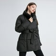 thumbnail image 3 of Loose waist jacket mid-length puffer Coat (XL, White), 3 of 4