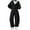 Black-work out sets gym for women, variant on Dazajoo Womens Tracksuits 2 Piece Set Zip Up Hoodies Matching Straight Leg Pants with Pockets Fall Winter Workout Jogger Lounge Sets,Black,L