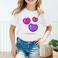 thumbnail image 2 of YUEHUA Clothes for Girls 10-12 Summer Girls' Children Crew Neck Short Sleeved Heart Patterned Casual Loose Fitting Short Sleeved T Shirt Top, Size 4-5 Years, 2 of 4