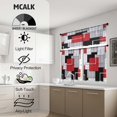 thumbnail image 3 of Red Kitchen Sheer Curtain Tiers and Valances Set of 3PC - Artistic and Fashionable Decor for Grey Abstract Kitchen Windows, 3 of 6