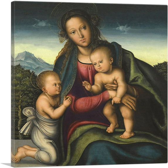 ARTCANVAS The Virgin And Child With The Infant Saint John Canvas Art Print by Lucas Cranach the Elder - Size: 18" x 18" (1.50" Deep)
