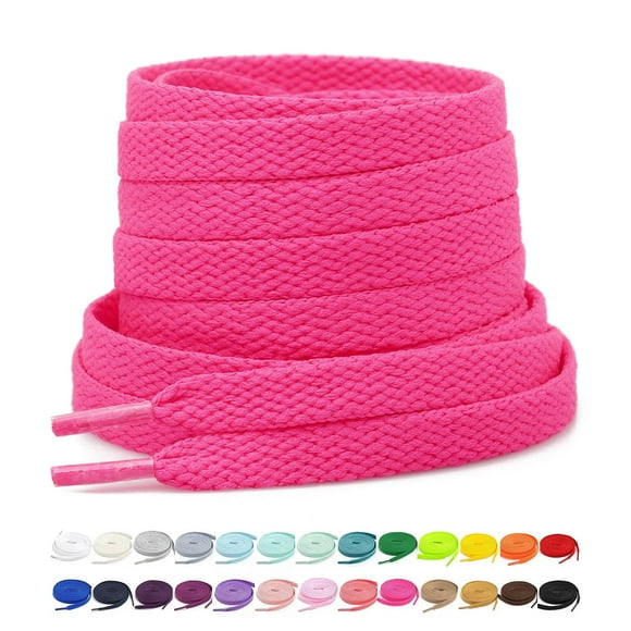 Stepace [2 Pairs Flat Shoe Laces for Sneakers 5/16"" Width 30""-72"" Length 26 Color Shoelaces Hot Pink 40""(102 cm)