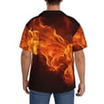 thumbnail image 3 of Fotbe Fiery Orange Flames Energy Camisa Estampada de Manga Corta para Hombre, Casual de Verano, Estilo Playero, Sin Arrugas-Large, 3 of 5