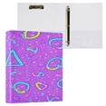 thumbnail image 3 of Purple Abstract Geometric Pattern 12.4x10.6in PVC Round Ring Binder, D-Ring 3-Hole, Metal Clip, 200 Sheets, 3 of 10