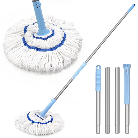 NEWE Self Wringing Twist Mop with 55 inches Handle for Floor Cleaning (Blue)