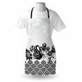 thumbnail image 3 of Swan Apron Black Swans Couple Swimming in Abstract Waves with Swirling Blooming Flowers Pattern, Unisex Kitchen Bib Apron with Adjustable Neck for Cooking Baking Gardening, Black White, by Ambesonne, 3 of 3