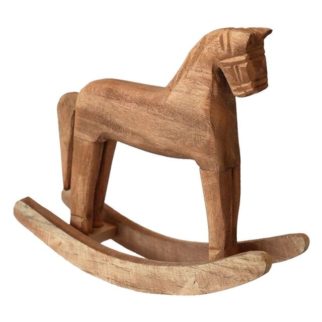 Wooden Rocking Horse Beige Home Owners Living Room 1Pack 7.5X6.3X2.4In