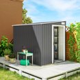 thumbnail image 2 of Outsunny 5 x 7FT Lean to Outdoor Storage Shed w/ Foundation, Dark Grey, 2 of 10