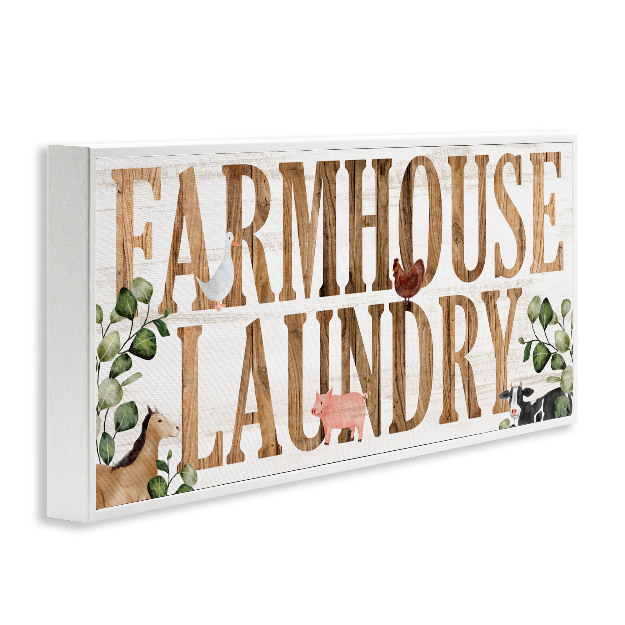 Rustic Farmhouse Laundry White Framed Giclee Art, design by Kim Allen